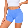 thumbnail image 2 of KANG Fashion Women's V-Waist High-Rise Yoga Shorts Tummy Control & -Lifting Design Breathable Compression Fabric Stylish Athletic Shorts for Running Gym and Workout Blue M, 2 of 7