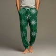 thumbnail image 2 of Wutalume Men's Drawstring Pocket Cuffed Casual Pants with Holiday Christmas Print, Warm Home Sleep Pants for Lounge and Leisure Time,Green M, 2 of 7