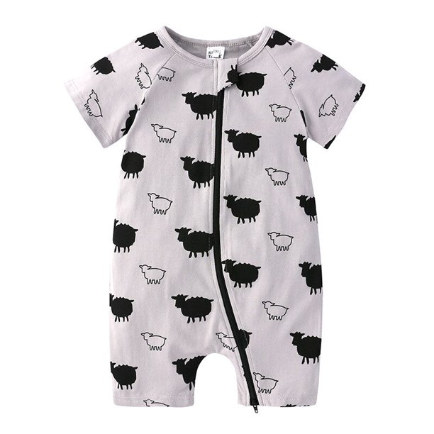 Pelele de verano para niñas pequeñas, ropa de animales de manga corta para recién nacidos, peleles para niños pequeños, mono de algodón con cremallera, trajes infantiles 6M Gao Jinjia LED