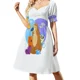 thumbnail image 4 of Vestido de manga corta con cuello en V para mujer, vestido largo para ocasiones formales, vestidos de verano para mujer 2025., 4 of 8