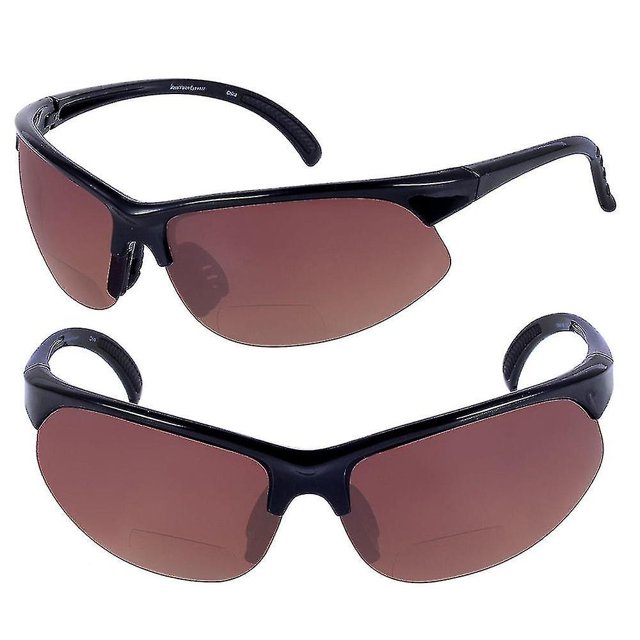 2 pares de gafas de sol deportivas bifocales unisex - Gafas de sol de lectura para exteriores - Negro/negro - 1,25