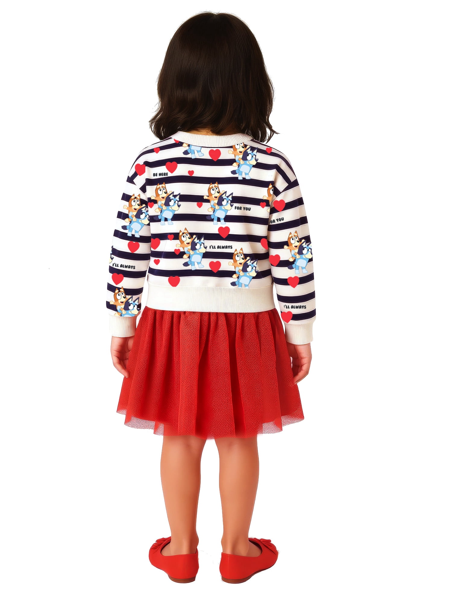 Bluey Stripe Girls Sweatshirt Tutu Dress, Sizes 4-12