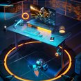 thumbnail image 2 of Bestier 42" Gaming Desk with LED Lights, Computer Desk with Monitor Stand in Black Marble Adults, 2 of 8