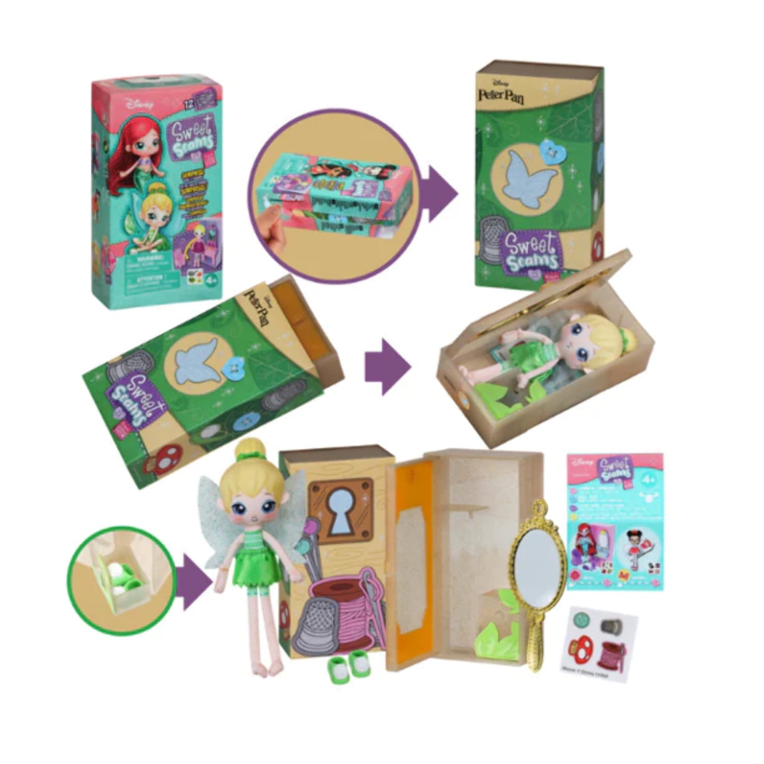 Disney SWEET SEAMS Surprise Doll & Playset, Single Pack: White/Green/Red  CHOOSE