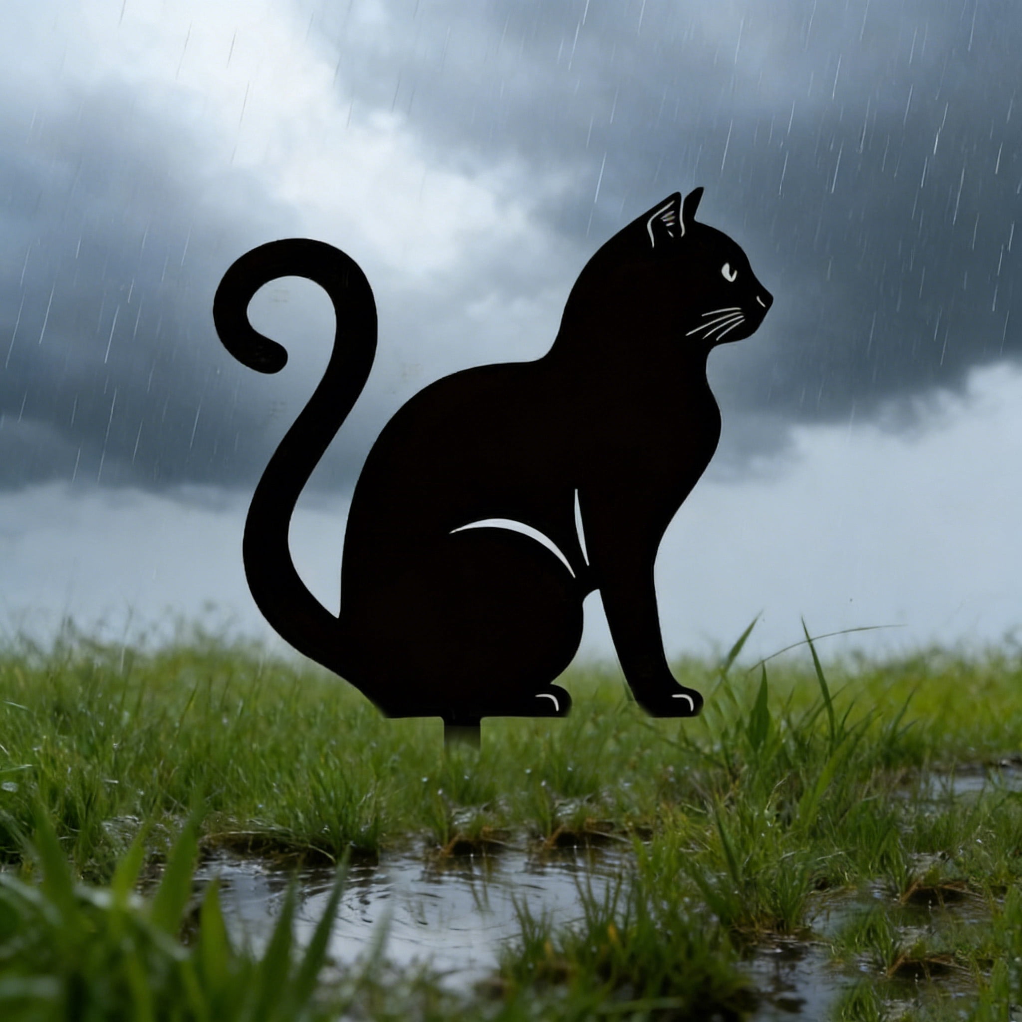 1 Pcs Cat Metal Garden Stake Decoration - Cute Cat Garden Decor, Silhouette Animal Outdoor Statue for Yard Art, Outside, Patio, Outdoor Decor, Garden Decorations, Lawn Ornaments