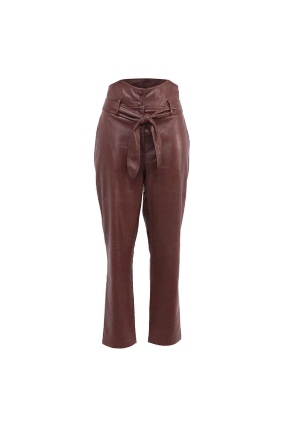 Pre-Owned Nanushka Ethan Vegan Leather Pants In Burgundy Polyester
