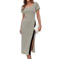 thumbnail image 1 of Vestido ajustado a rayas de manga corta de verano GRACE KARIN para mujer, 1 of 4