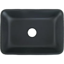 CastelloUSA Modern Stripe Matte Black Tempered Glass Crystal Rectangular Vessel Sink
