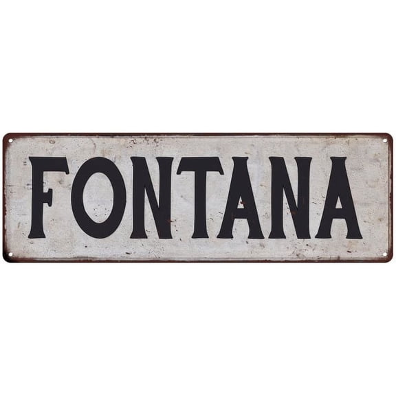 FONTANA Vintage Look Rustic Metal City State Sign 6 x 18 High Gloss Metal 206180041110