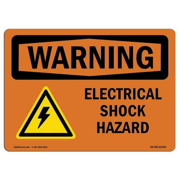 SignMission OS-WS-A-1218-L-12100 12 x 18 in. OSHA Warning Sign - Electrical Shock Hazard with Symbol