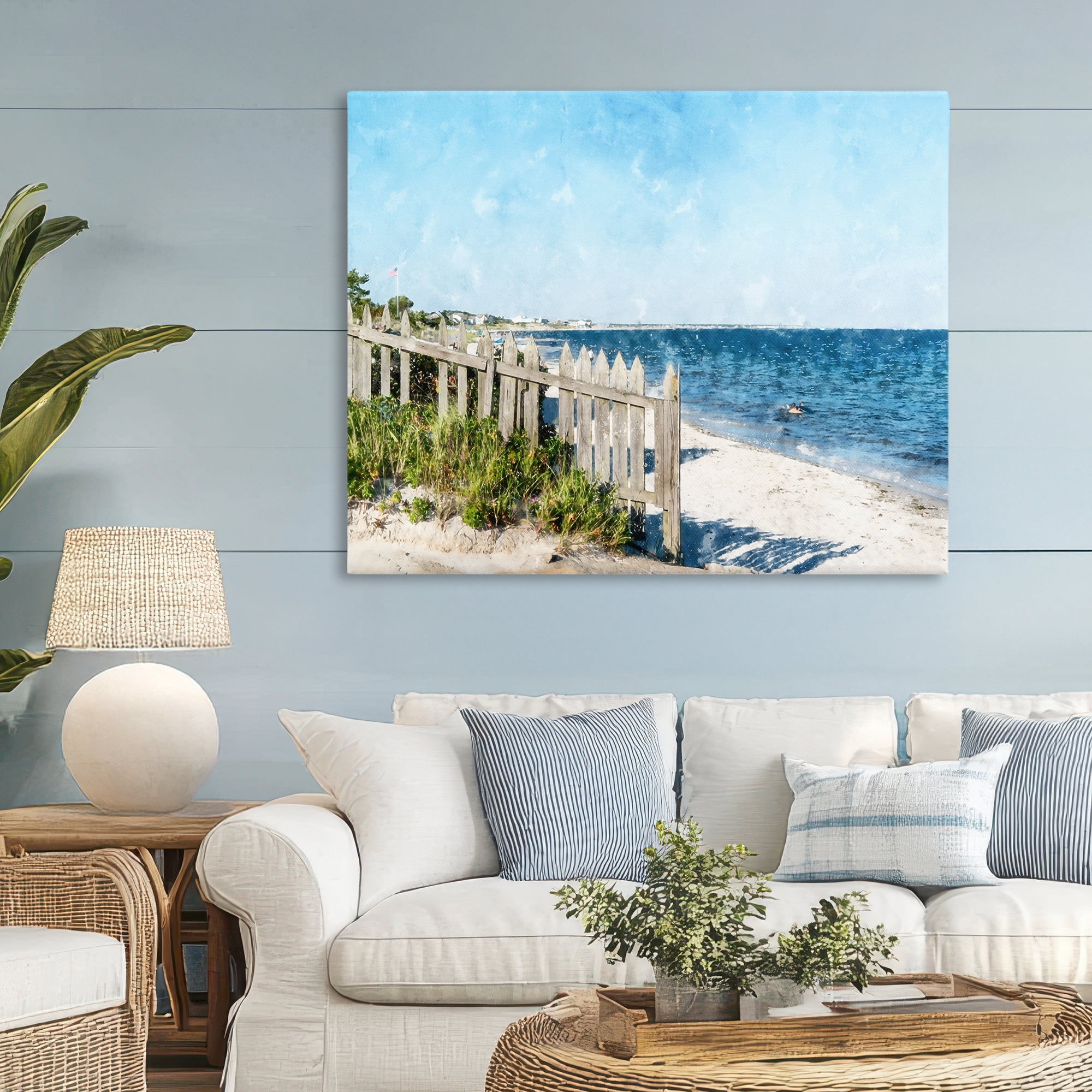 Stupell Industries Beach Pickets View Canvas Wall Art, design by Kim Curinga