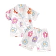 thumbnail image 4 of Kogui Toddler Summer Pajamas Girl Toddler Girls Boys Summer Pajamas Set Kids Short Sleeve Button Down Sleepwear 4T 5T (White,4-5 Years), 4 of 4