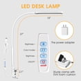 thumbnail image 5 of LED Desk Lamp with Clamp, Eye-Caring Clip on Lights for Home Office, 3 Modes 10 Brightness, Long Flexible Gooseneck, Metal, Swing Arm Architect Task Table Lamps with USB Adapter, White, 5 of 10