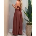 thumbnail image 5 of ChicMe Jumpsuits for Women Spaghetti Strap Sleeveless Cut-Out Waist Backless Tie-Back Ruched Wide Leg Vacation Summer Womens Rompers Brown-M, 5 of 9