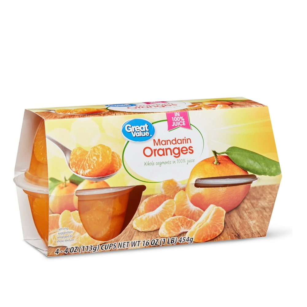 Great Value Mandarin Oranges, 4 Oz, 4 Count
