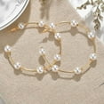 thumbnail image 3 of Pendientes grandes de metal con perlas Xihbxyly Liquidación de verano, 3 of 6