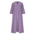 thumbnail image 5 of AUNVITO Women's Button Front Maxi Dress with Pockets Three-Quarter Sleeve Loose Fit Casual Bohemian Style, 5 of 8