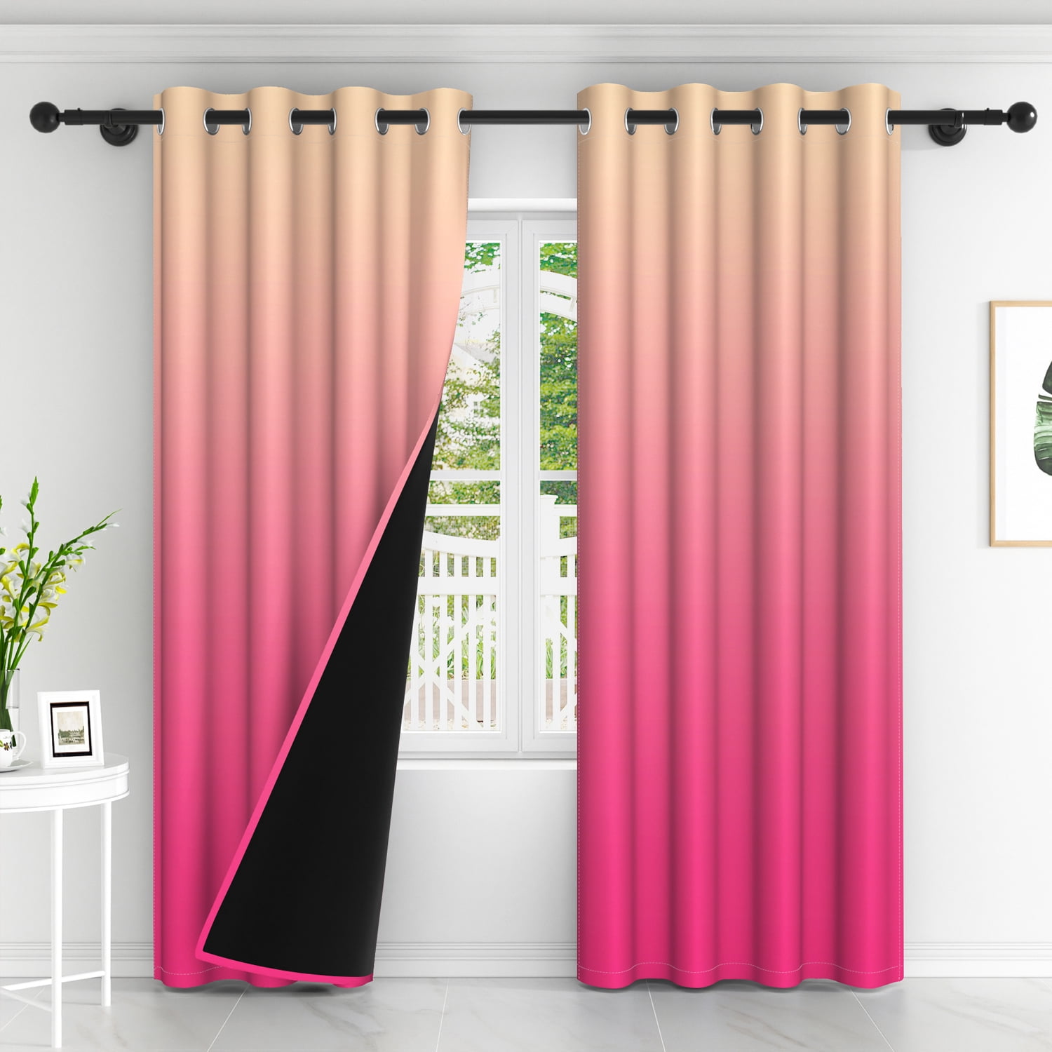 Lfeey Room Blackout Grommet Curtains for Living Room, 2 Panels, Pink, 42x63 inches