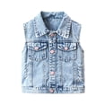 thumbnail image 2 of YUANxueke Girls Denim Vest Sleeveless Button Down Collared Waistcoat Tops Casual Autumn Fashion Outwear for 18M-14Y, 2 of 8