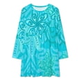 thumbnail image 2 of Robe à Manches Longues Imprimé Océan Polynésien Turquoise Jungle Vêtements pour Femmes Mode Soirée, 2 of 4