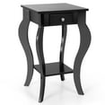 thumbnail image 1 of Costway End Side Table with Drawer Bottom Shelf Accent Nightstand Bedroom Black, 1 of 10