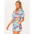 thumbnail image 3 of Conjunto de camisa y pantalones cortos Allegra K hawaianos mujer 2023 verano Cielo Azul XS, 3 of 6