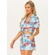 thumbnail image 3 of Conjunto de camisa y pantalones cortos hawaianos Allegra K para mujer Cielo Azul L, 3 of 6
