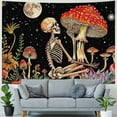 thumbnail image 4 of PRATYUS Mushroom Skull Tapestry for Bedroom, Skeleton Lover Wall Hanging, Hippie Moon Star Goth Tapestries, Garden Floral and Butterfly Poster for Living Room Dorm Decor Painting, 4 of 6