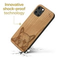 thumbnail image 3 of Case Yard Wooden Case Outside Soft TPU Silicone Slim Fit Shockproof Wood Protective Phone Cover for Girls Boys Men and Women Supports Wireless Charging French Bulldog Design case for iPhone-12/12-Pro, 3 of 7