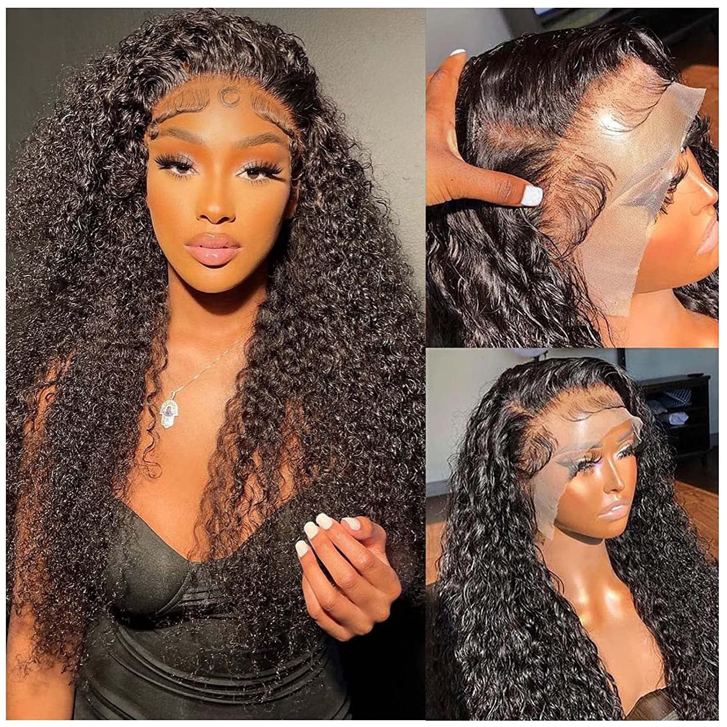 13x6 Lace Front Kinky Curly Wig 100% Human Hair Lace Frontal Wigs Transparent 13*6 Lace Frontal Human Hair Wigs for Women 200% Density
