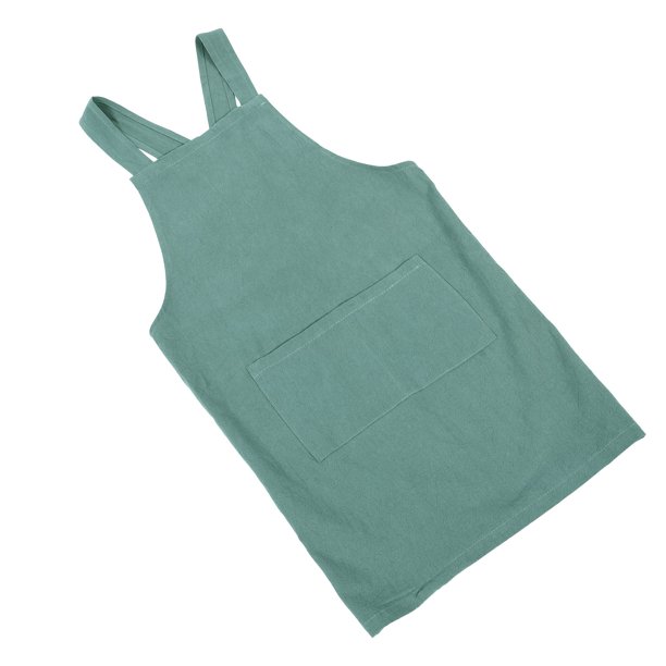 OUNONA Delantal De Cocina De Lino Color Verde Con Bolsillo Frontal Práctico