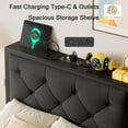 thumbnail image 4 of Honfach Twin Bed Frame with Storage Drawer, Metal Platform Bed with Charging Station, Upholstered Button Tufted Storage Headboard,  Black, 4 of 8