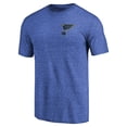 thumbnail image 2 of Men's Heathered Blue St. Louis Blues Primary Logo Left Chest Distressed Tri-Blend T-Shirt, 2 of 3