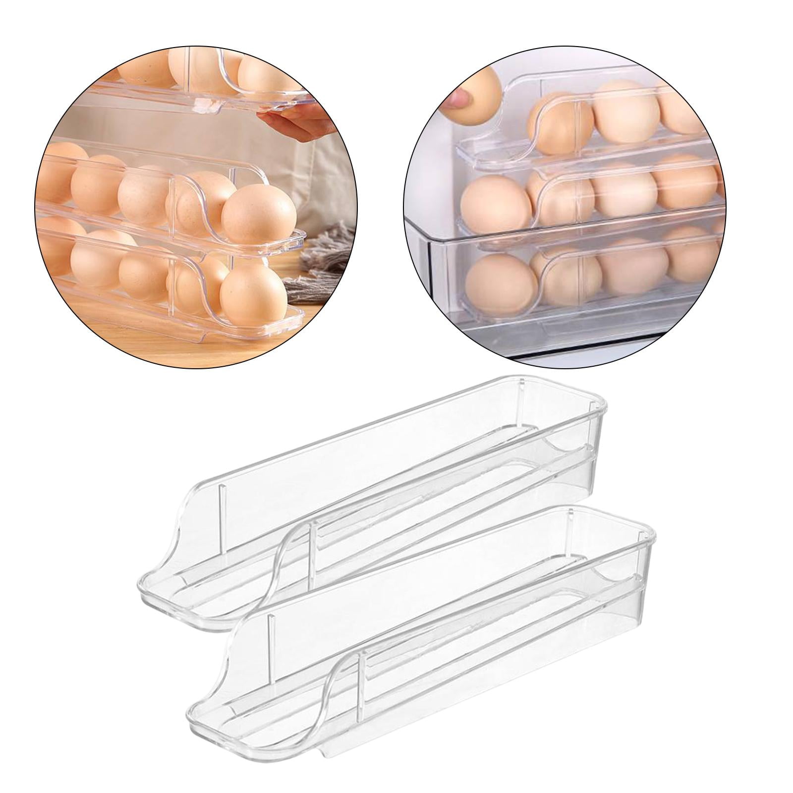 Tongina Egg Holder for Refrigerator, Container ,Egg Tray ,Automatic Rolling Egg Dispenser for Household Refrigerator Storage 2Pieces
