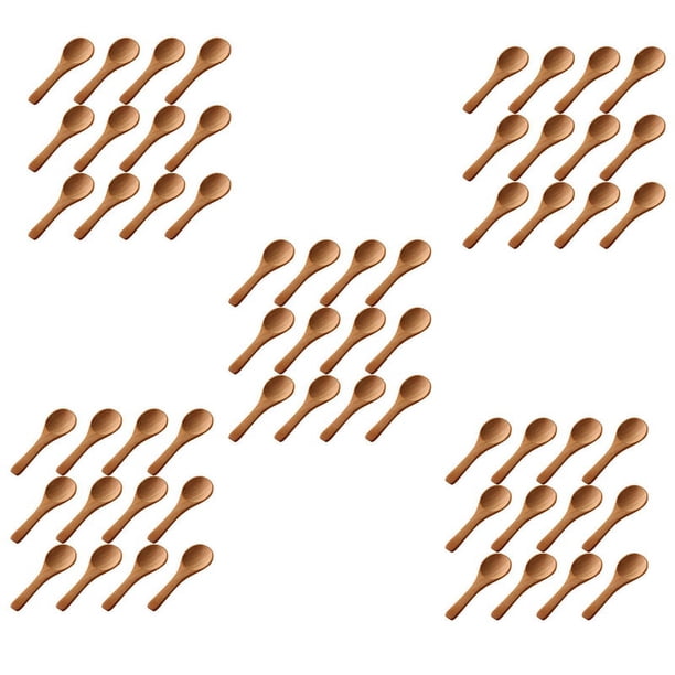 250 Piezas Cucharas Pequeñas de Madera Mini Cucharas Naturales Cucharadita de Miel de Madera Condimentos de Cocina Cucharas para Cocina (Marrón )