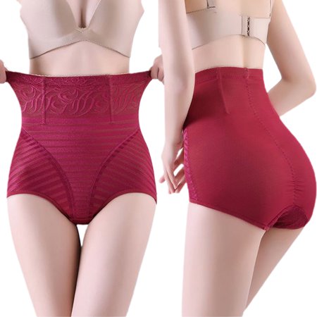 

Women Double Layer Mesh High Waist Body Shaper Panties Tummy Control Butt Lifter Briefs Jacquard Floral Shapewear