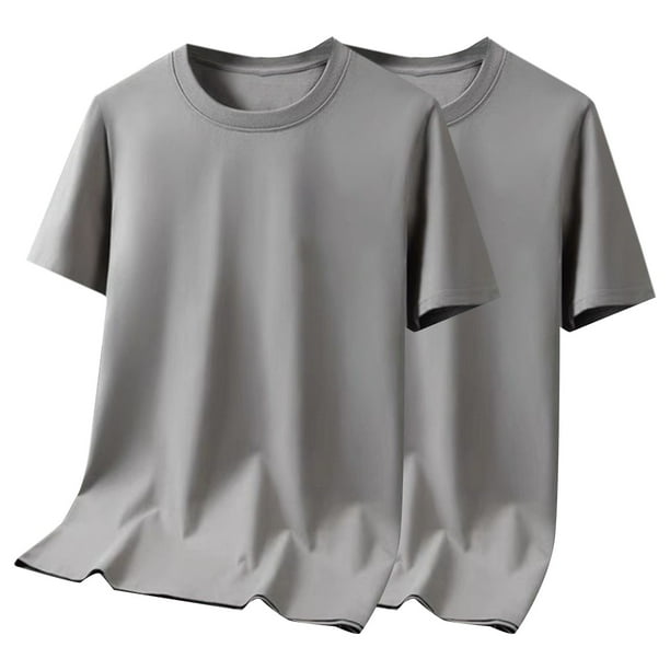 Hombres Pantalones Cortos Sólidos Tamaño Grande Mitad de Manga Cuello Redondo Superior, Blusa de Moda Casual para Al Aire Libre Y Diario