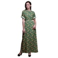 thumbnail image 1 of Bimba Rayon Leaves & Peony Floral Printed Gown Kimono Sleeves Summer Long Maxi SlitÂ&nbsp;Dress-Small, 1 of 6