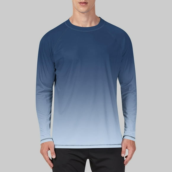 Kalauyu UPF 50+ Sun Shirts for Men, UV Protection Long Sleeve Swim Shirt, Lightweight Rash Guard for Fishing Hiking Running