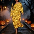 thumbnail image 4 of Women's Long Sleeve Casual Maxi Dress Spooky Skull Pumpkin Graphic Print Crewneck Flowy Fall Dresses Halloween Party Festival Costumes Everyday Apparel, 4 of 8