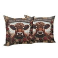 thumbnail image 3 of Ambesonne Rustic Throw Pillow Cover Pack of 2, Vintage Cottagecore Art Cow, 2 Pcs-24" x 24", Redbrown Maroon Taupe, 3 of 5
