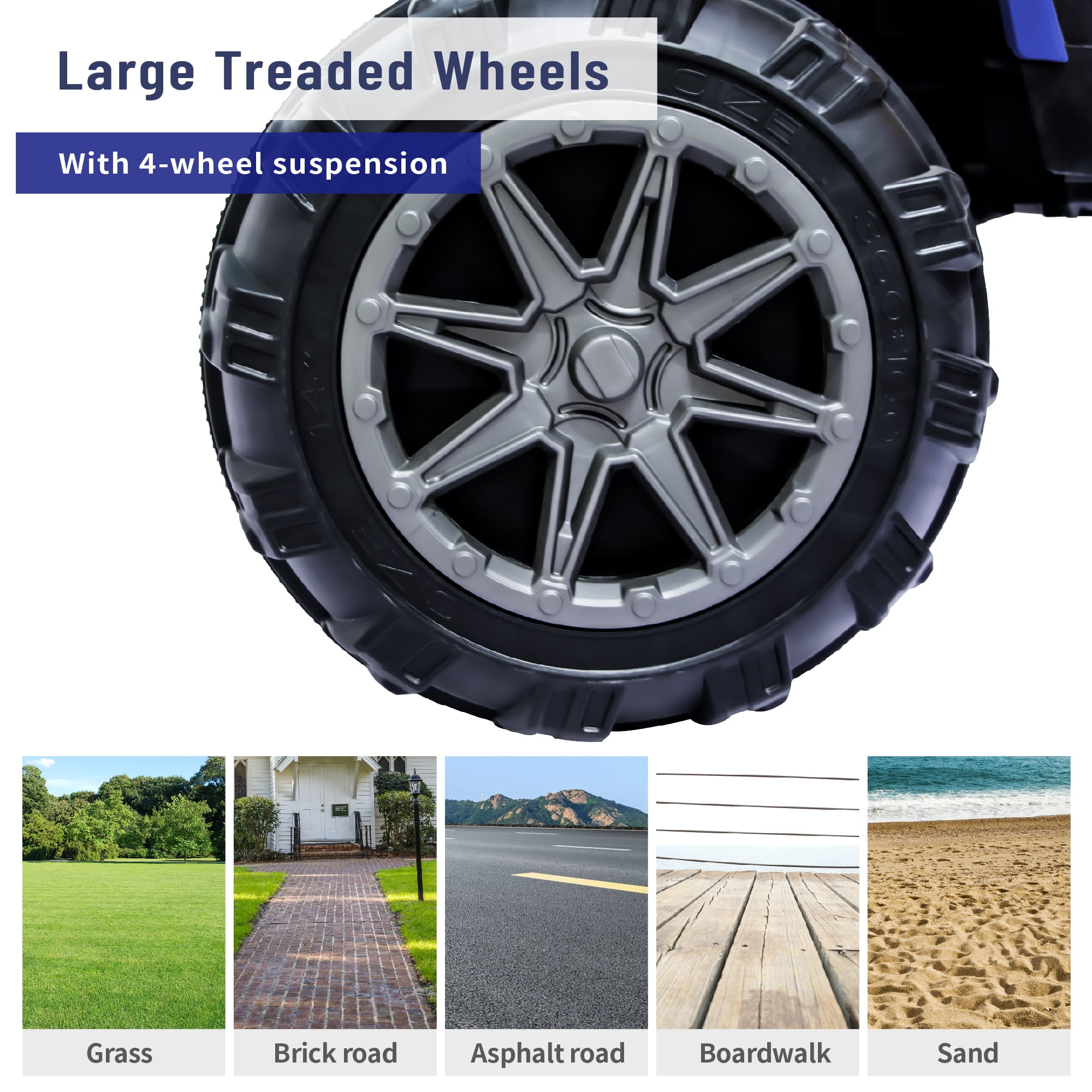 BKIRNP 24V Kids Ride-On ATV Off-Road Quad Car 6mph Electric Car with 2 Speeds and Bluetooth Music