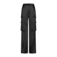 thumbnail image 3 of REALiKUN Women High Waisted Satin Cargo Pants Wide Leg Casual Pants Multi Pockets Straight Trousers, 3 of 5