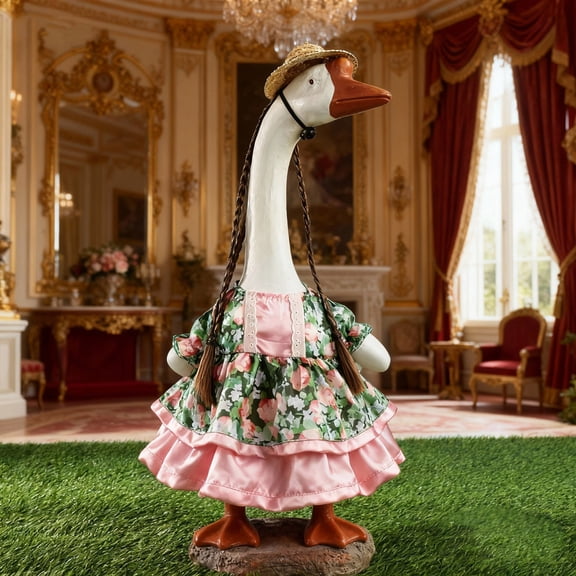 Lunxisen 2 Pcs Rose Porch Goose Outfits Cute and Fun Porch Goose Clothes Geese for Lawn Yard and Patio Decoration(23in)