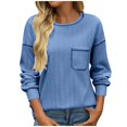 thumbnail image 1 of SNKSDGM Chandails à Manches Longues pour Femmes T-Shirts à Manches Longues pour Femmes Ample Chandail à Manches Longues Décontracté Uni à Col Rond Tricoté Ample Chandail Haut TTG, 1 of 4