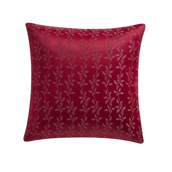 My Texas House Molly 20" x 20" Red Jacquard Holly Decorative Pillow Cover