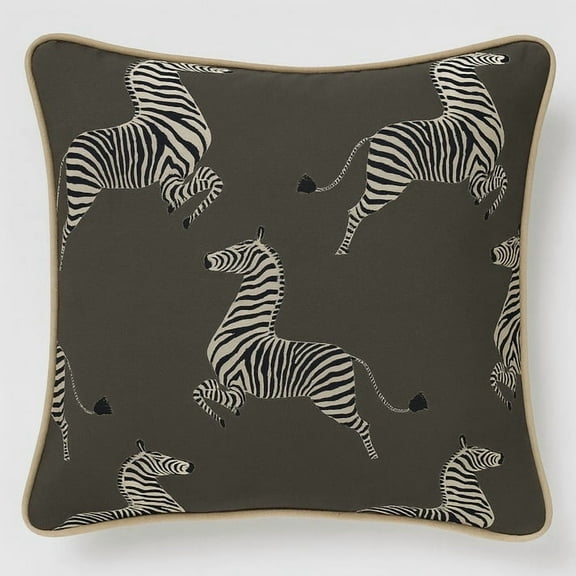 Feedback Homes Zebra Print Throw Pillow, Cotton, Taupe, 16" x 16