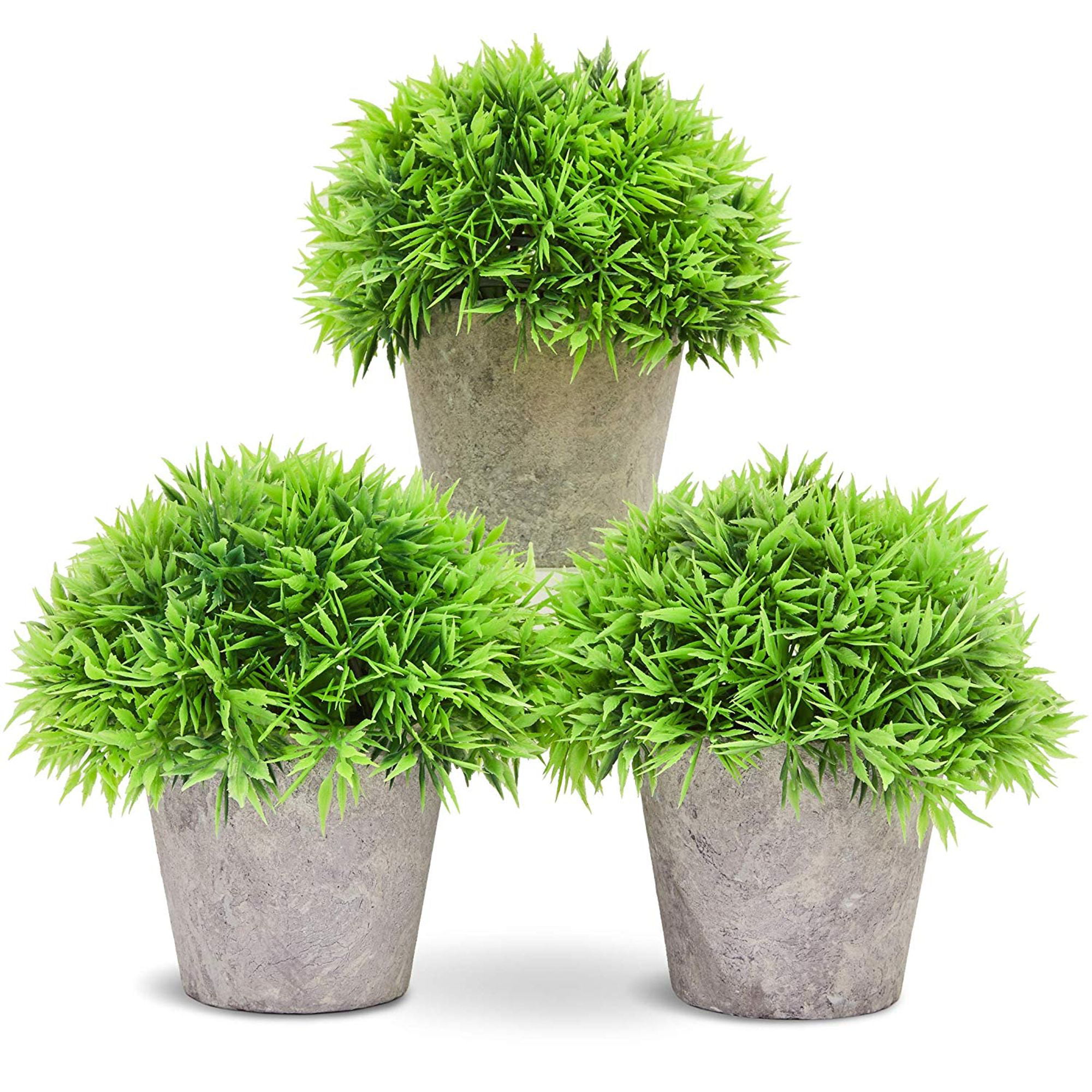 Set of 3 Artificial Plants in Pots, 5" Potted Fake House Plants Home