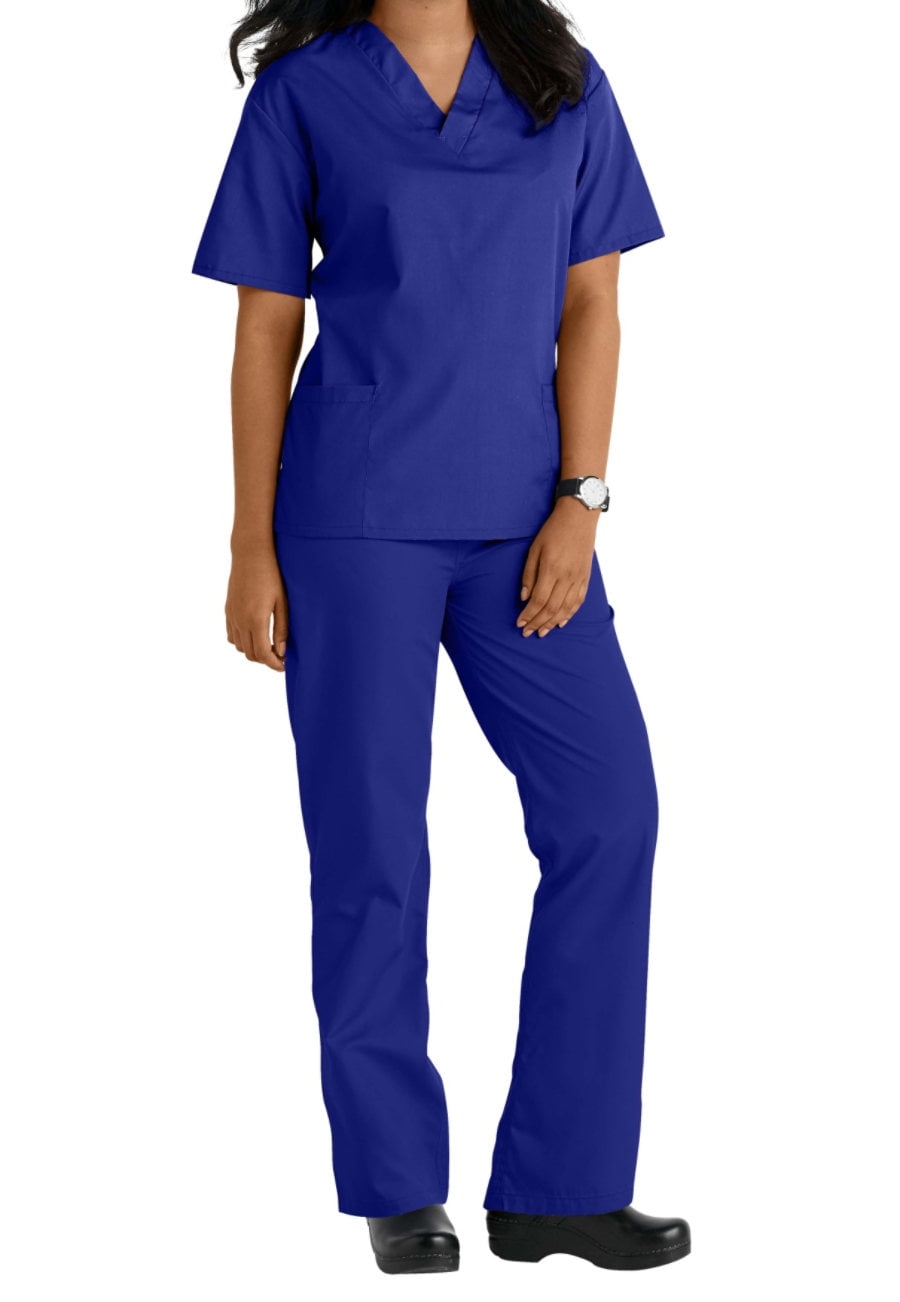 New  Uniform Medical Solid Scrub Set w/4 poc elastic/ drawstring waist 