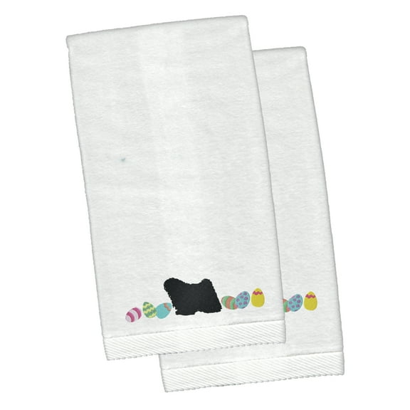 Puli Easter White Embroidered Plush Hand Towel Set of 2